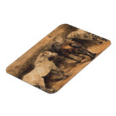 Drie paarden in hun stal magneet (Linkerzijde)