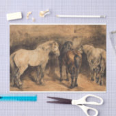 Drie paarden in hun stal tissuepapier (Craft)