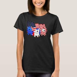 Drie paarden klagen de Amerikaanse vlag op 4 juli T-shirt