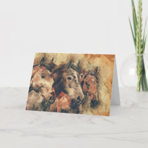 Drie paarden worden snel gezond Wenskaart Kaart