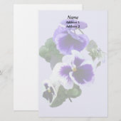 Drie Paarse Pansies in een weduwenproduct Briefpapier (Voorkant / Achterkant)
