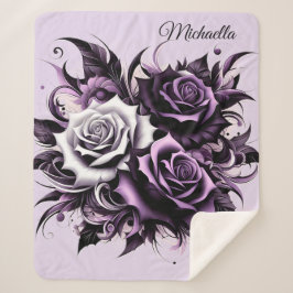Drie Paarse Rozen Sherpa Deken
