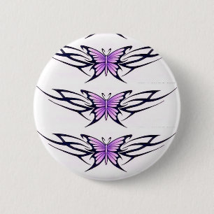 drie paarse vlinders ronde button 5,7 cm