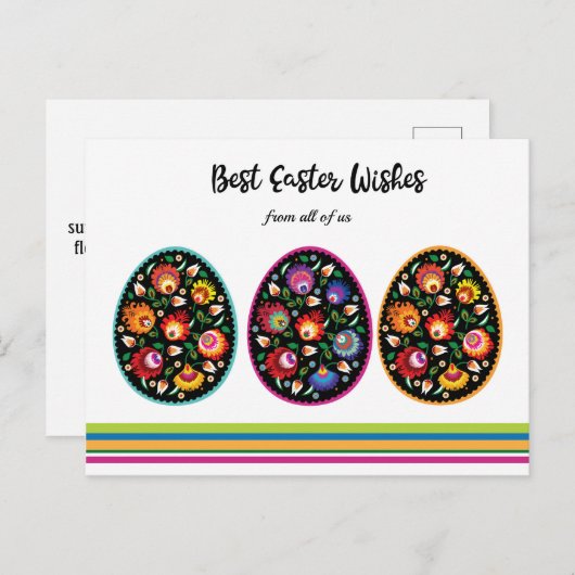 Drie paaseieren aangepaste tekst briefkaart (Voorkant / Achterkant)