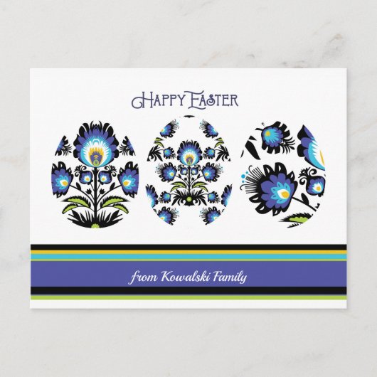 Drie paaseieren aangepaste tekst briefkaart (Voorkant)