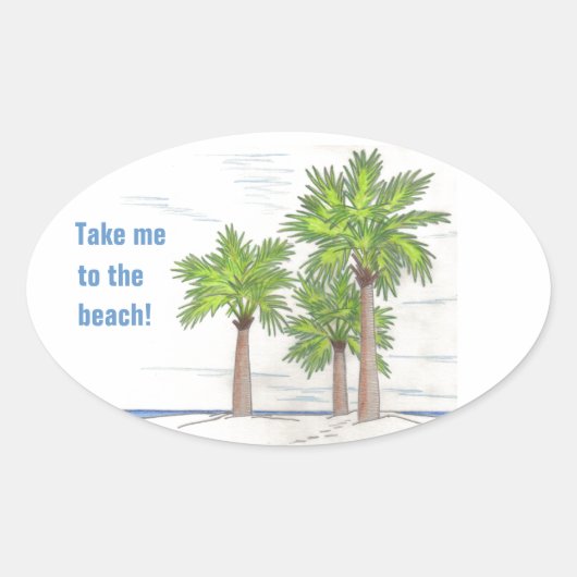 DRIE PALMS-stickers (4) Ovale Sticker (Voorkant)