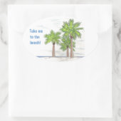 DRIE PALMS-stickers (4) Ovale Sticker (Tas)