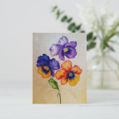 Drie  Pansy bloemen kleurpotloden Briefkaart (Staand voorkant)