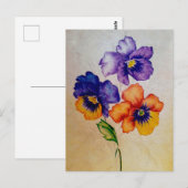 Drie  Pansy bloemen kleurpotloden Briefkaart (Voorkant / Achterkant)