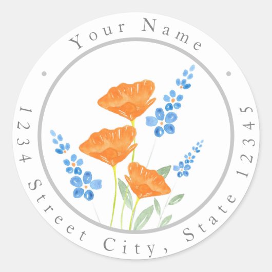 Drie papavers Waterverf Bouquet Labels (Voorkant)