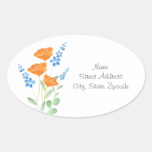 Drie papavers Waterverf Bouquet Labels