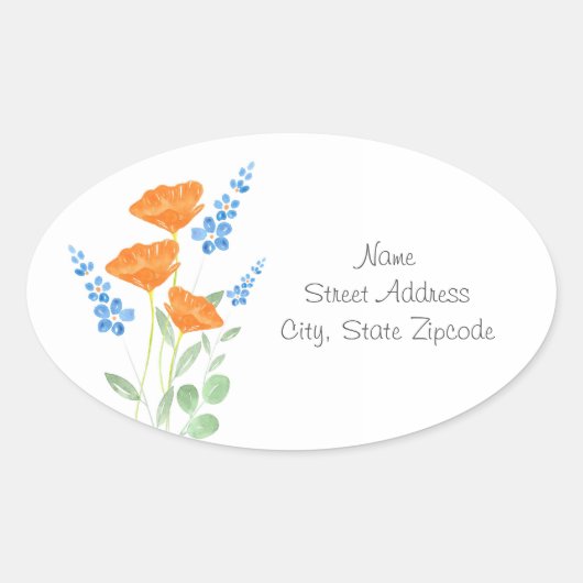 Drie papavers Waterverf Bouquet Labels (Voorkant)