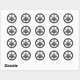 Drie paraplu's, verspringend in een cirkel ronde sticker