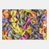 Drie Pasta foto's Penne Fusilli Farfalle Inpakpapier Vel (Voorkant 2)