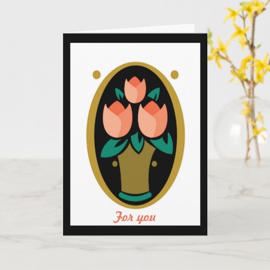 Drie Peach Dutch Tulips Moederdag Kaart (Gele Bloem)