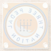 DRIE PEDALE NATIONALE ONDERNEMING GLAZEN ONDERZETTER (Achterkant)