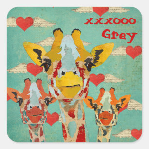 Drie Peeking Giraffes Harten Sticker