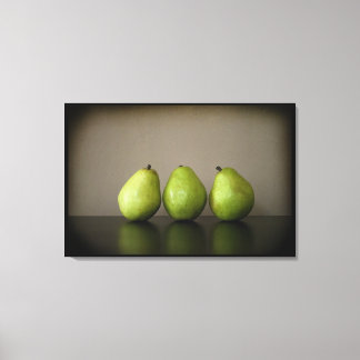 Drie peren stilleven foto op doek canvas afdruk