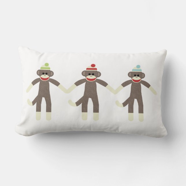 Drie-peuters Sock Monkeys Pillow Kussen (Voorkant)