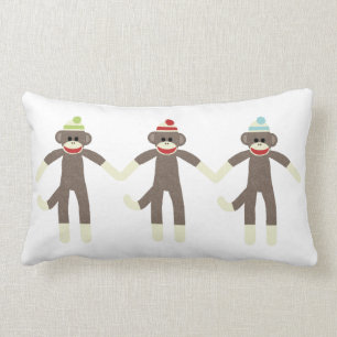 Drie-peuters Sock Monkeys Pillow Kussen