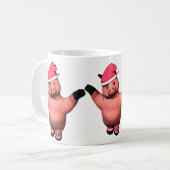 Drie Piggy Kerstmis. Koffiemok (Voorkant links)