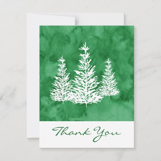 Drie Pine Trees Groene Waterverf Abstract Bedankkaart (Voorkant)