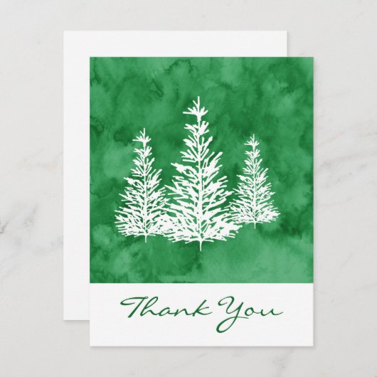 Drie Pine Trees Groene Waterverf Abstract Bedankkaart (Voorkant / Achterkant)