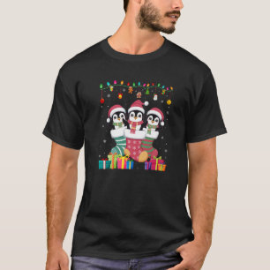 Drie pinguïn in sok grappige jongens meisjes kinde t-shirt