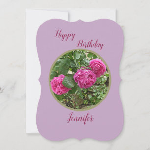 DRIE PINKROSES/GEPERSONALISEERDE BIRTHDAY-KAART KAART