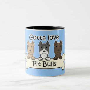 Drie pitbulten tweekleurige koffiemok