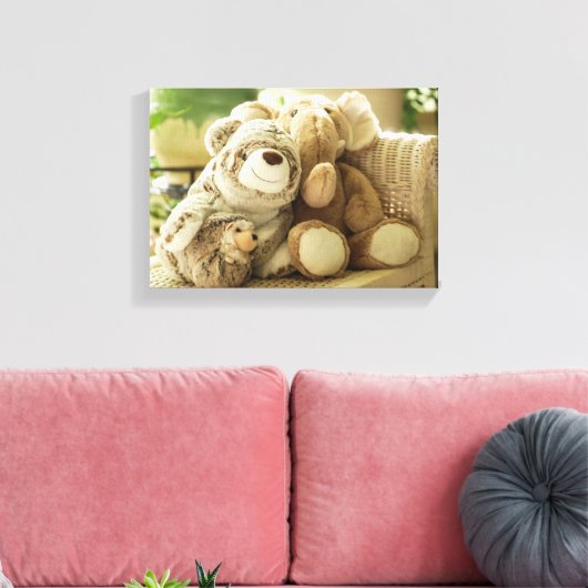 Drie pluche Speelgoed vrienden Canvas Afdruk (Insitu (Woonkamer))