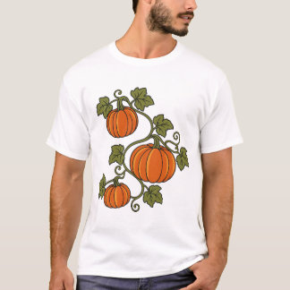 Drie pompoenen op een gebogen rank t-shirt