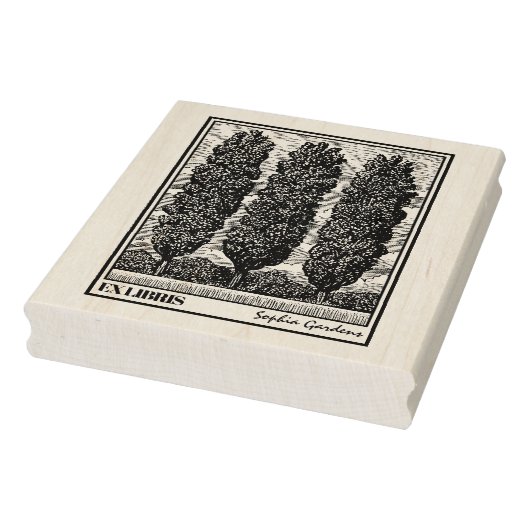 Drie populaire bomen Ex Libris Rubberstempel (Stempel)