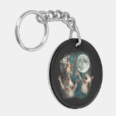 Drie Possum Moon 3Opossum Grappig Rare Geweest Mem Sleutelhanger (Voorkant Links)