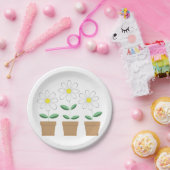 Drie Potted Daisies Papieren Bordje (Feest)