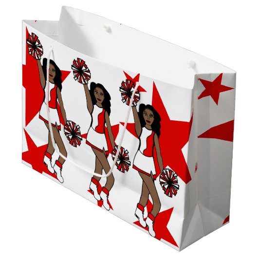 Drie Proost Aangepaste Gift Bag Rood #1 Groot Cadeauzakje (Voorkant Gekanteld)
