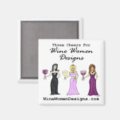 Drie Proost voor Wijn Vrouwen Design Magneet (Voorkant / Achterkant)