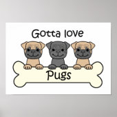 Drie pugs poster (Voorkant)