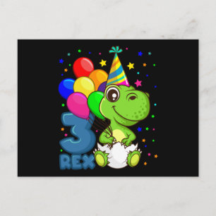 DRIE REX 3 Jaar Oud 3e Verjaardag Jongen Dino Briefkaart