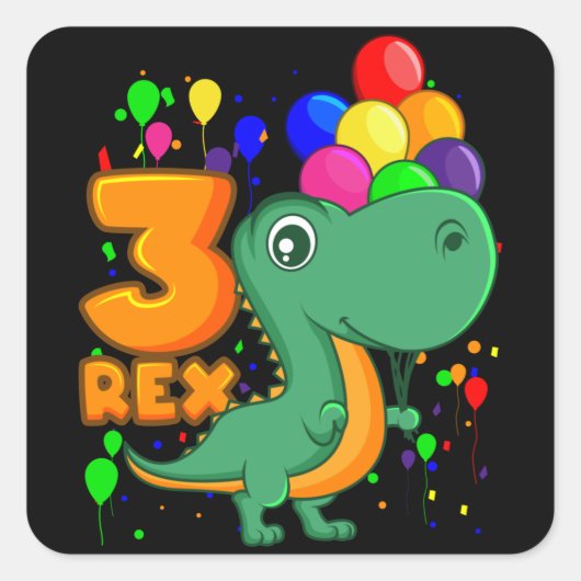 DRIE REX 3 jaar oude derde verjaardag Vierkante Sticker (Voorkant)