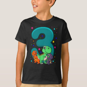 DRIE REX 3 jaar oude Dino op 3e verjaardag Kinder T-shirt