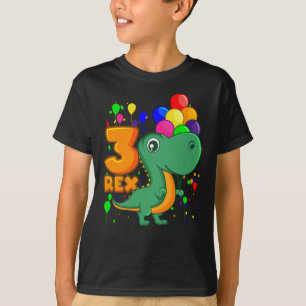 DRIE REX 3-jarige derde verjaardag Jongen Dino T-shirt