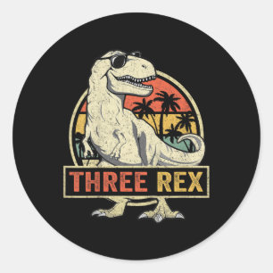 Drie Rex 3e verjaardag shirt derde dinosaurus 3 ja Ronde Sticker