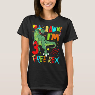 Drie Rex Birthday Party Outfit Dinosaur 3 jaar el T-shirt