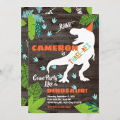 Drie-rex Dinosaur 3e verjaardag uitnodiging (Voorkant / Achterkant)