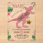 Drie-Rex Dinosaur 3rd Birthday Acryl Uitnodigingen (Voorkant)