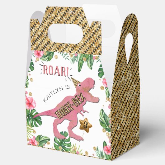 Drie-Rex Dinosaur 3rd Birthday Bedankdoosjes (Geopend)
