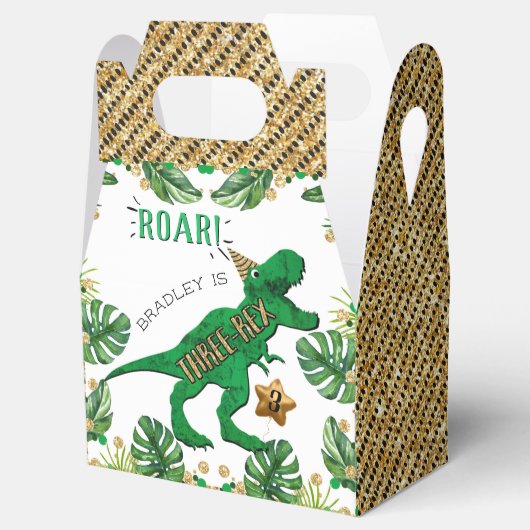 Drie-Rex Dinosaur 3rd Birthday Bedankdoosjes (Geopend)
