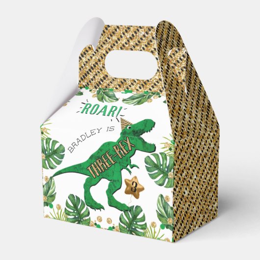 Drie-Rex Dinosaur 3rd Birthday Bedankdoosjes (Voorkant Zijde)