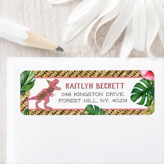 Drie-Rex Dinosaur 3rd Birthday Etiket (Insitu)